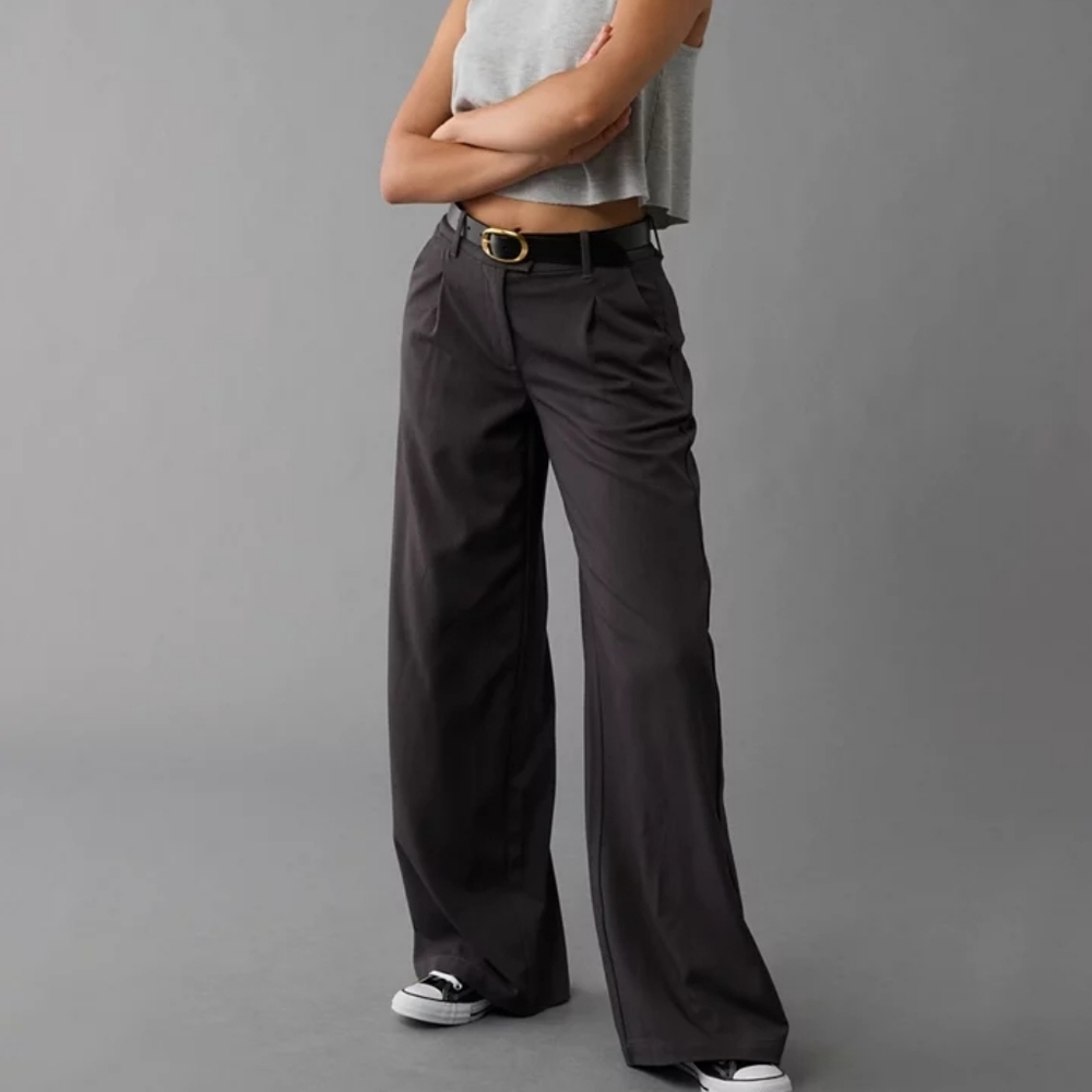 American Eagle Curvy High-Waisted Poppy Wide Leg Trouser